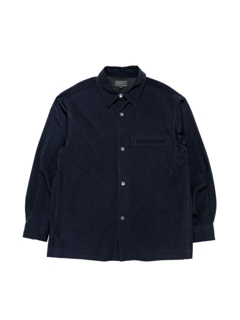 MARGARET HOWELL Half Lined Shirt Brushed Fluid Wool Twill Navy
