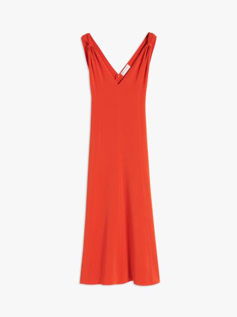 Victoria Beckham Twist Shoulder Fit And Flare Dress in Orange
