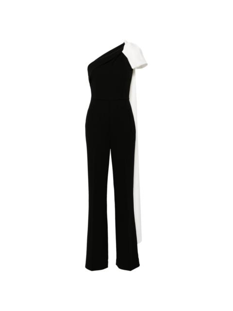 one-shoulder crepe jumpsuit