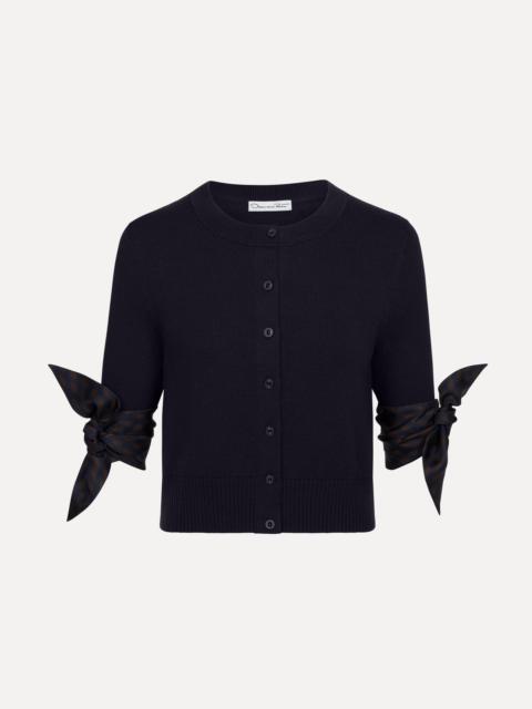 Oscar de la Renta ARGYLE TIE-DETAILED CARDIGAN