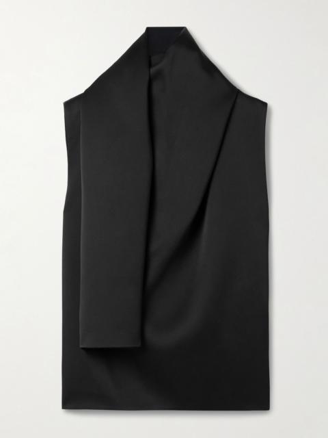 KHAITE Loe draped satin-crepe blouse Black