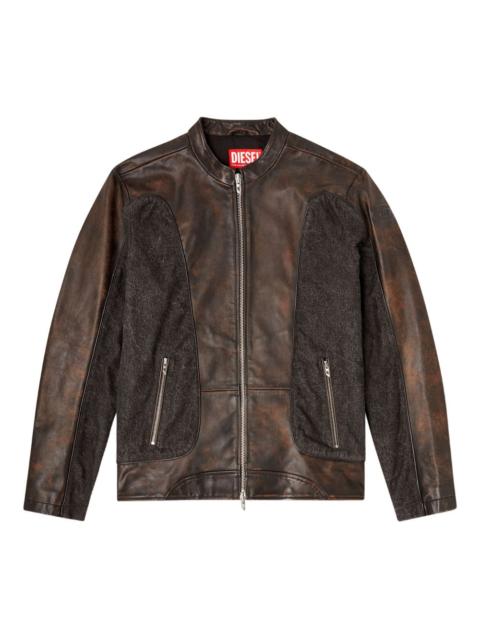 Diesel L-Krill-Dnm panelled leather jacket