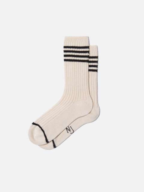 Nudie Jeans Men Tennis Socks Stripe Offwhite/Black