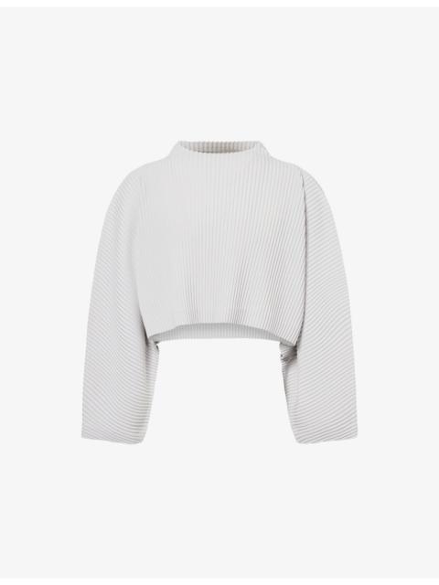 ISSEY MIYAKE High-Neck Cropped Knitted Top