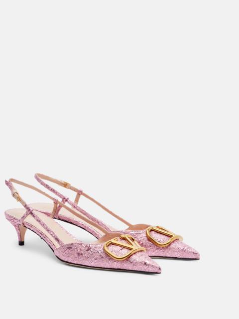Valentino VLogo cloqué jacquard slingback pumps