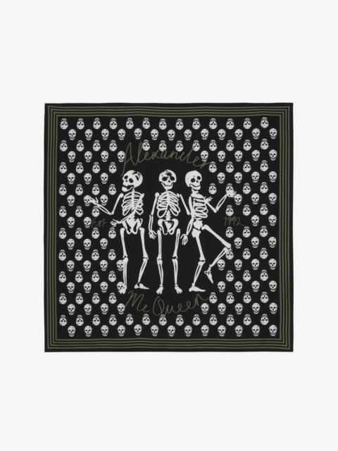Alexander McQueen Skeleton Biker Skull Scarf in Black/ivory