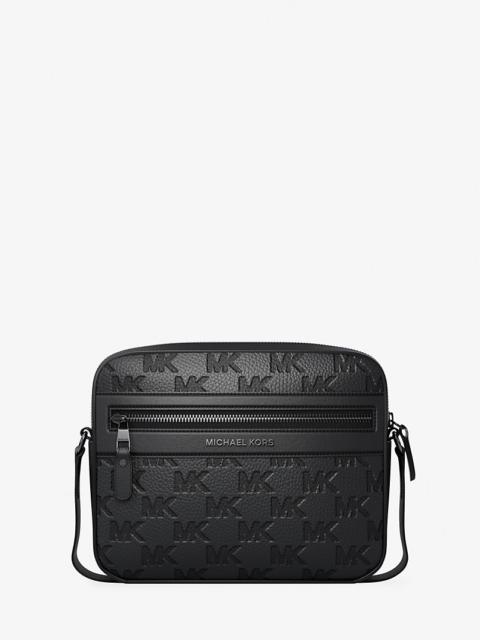 MICHAEL KORS Jet Set Logo Embossed Leather Crossbody Bag