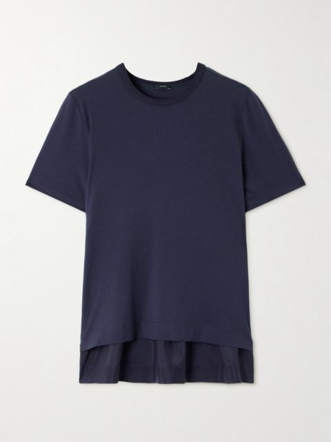 JOSEPH Pleated Cotton And Silk-blend Jersey And Gathered Silk-habotai T-shirt