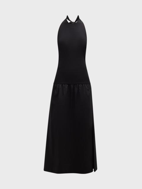 Junjo Combo Knit Poplin Backless Maxi Dress