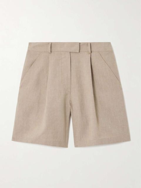 Brunello Cucinelli Pleated linen and wool-blend shorts