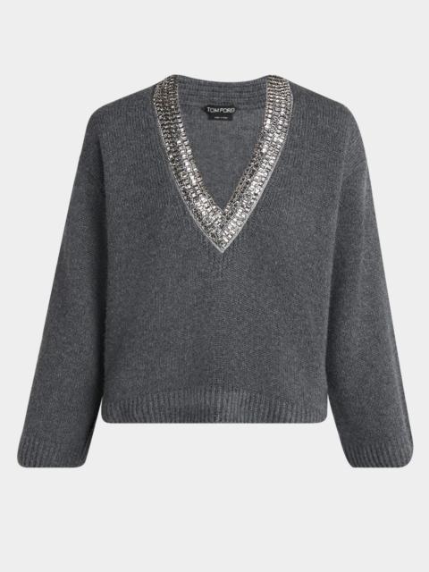 TOM FORD Embellished V-Neck Cashmere Sweater