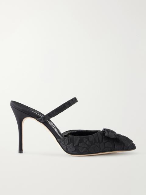 Manolo Blahnik + Emilia Wickstead Lurum 90 Bow-embellished Jacquard Mules