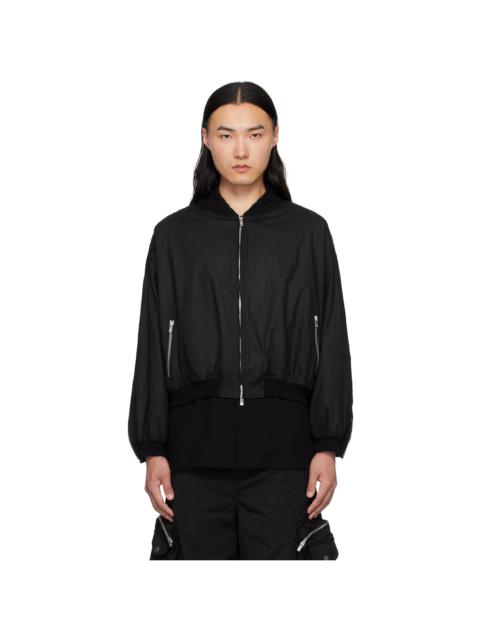 FFFPOSTALSERVICE Black Waxed Cotton Zip MA-1 Bomber Jacket
