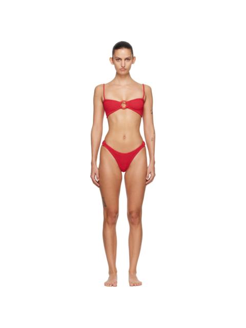 Hunza G Red Misty Tonal Hoop Bikini
