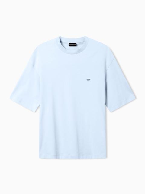 EMPORIO ARMANI OVERSIZED JERSEY T-SHIRT WITH USED-EFFECT LOGO PRINT