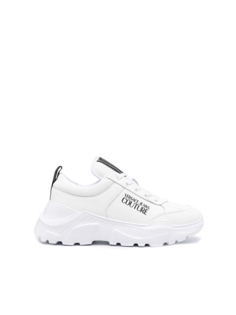 VERSACE JEANS COUTURE logo-print leather sneakers