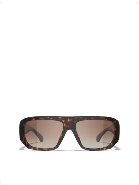 CHANEL CH5556U Square-Frame Tortoiseshell Acetate Sunglasses