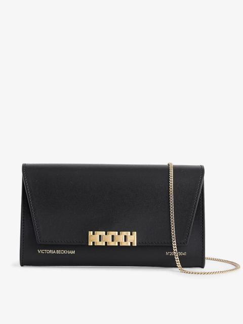 Chain-embellished leather wallet on chain