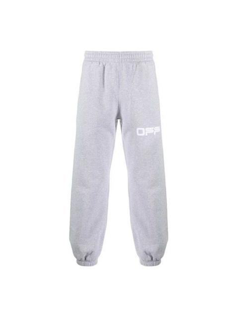 Men's Off-White Logo Printing Bundle Feet Sports Pants/Trousers/Joggers Light Grey OMCH022S20E300030