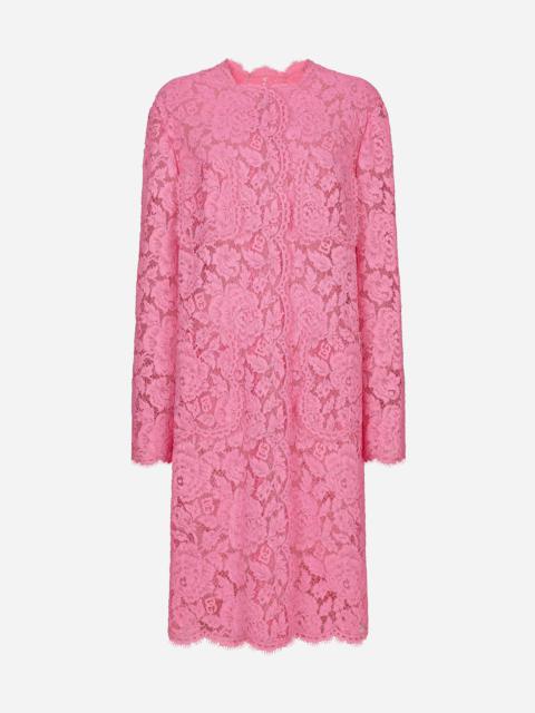 Branded floral cordonetto lace coat