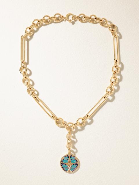 FOUNDRAE Reverie + Midsized Mixed Clip Extension 18-karat Gold, Diamond And Enamel Necklace