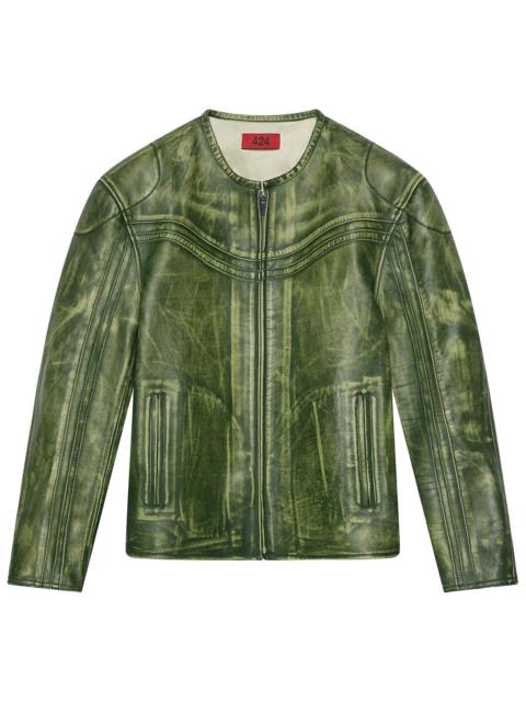 424 Tokyo Leather Jacket "Green" FF5SMJ24APPE245636