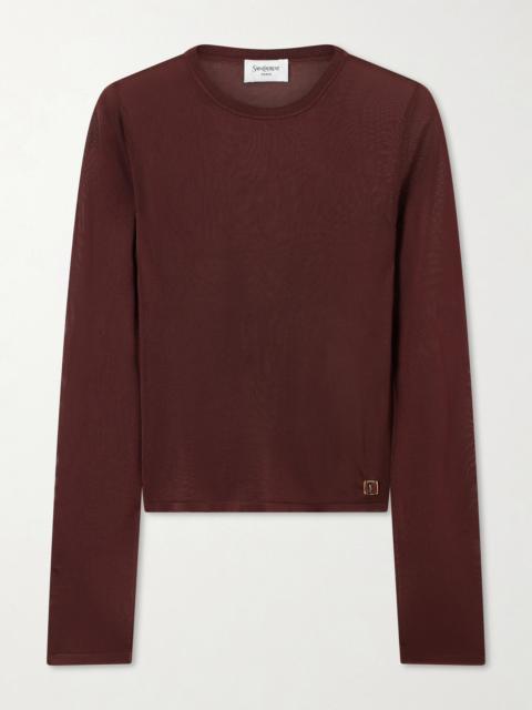 SAINT LAURENT Cassandre-embellished Knit T-shirt