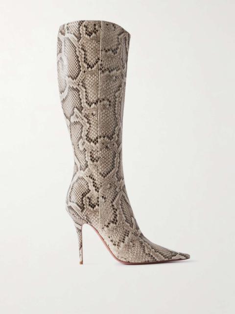 Amina Muaddi Barbara snake-effect leather knee boots Snake print