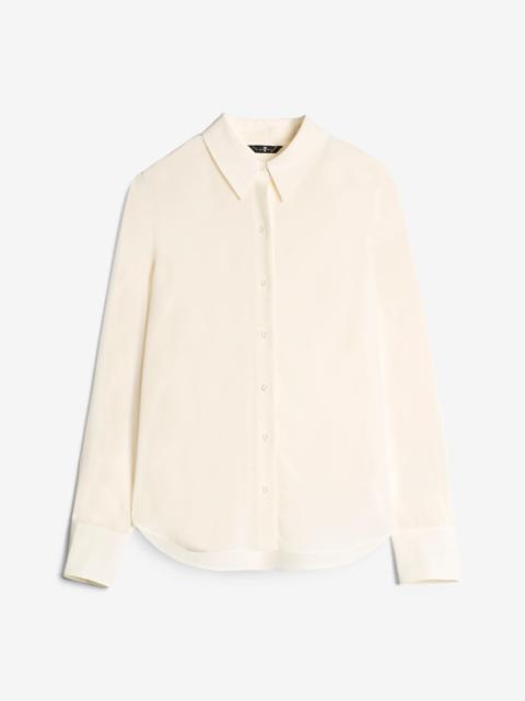 7 For All Mankind Long Sleeve Silk Blouse in Ivory