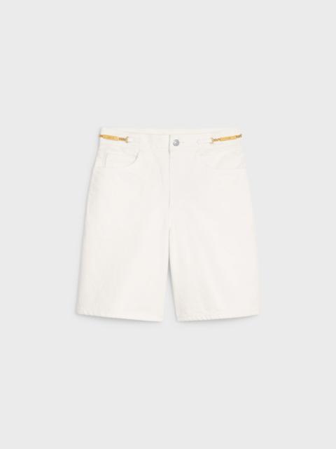 CELINE SHORTS WITH GOURMETTE CHAINS IN OPTIC WHITE WASH DENIM