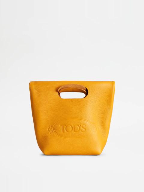 Tod's SHOPPING TOTE IN LEATHER MINI - YELLOW