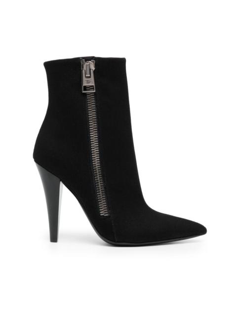 TOM FORD 120mm pointed-toe canvas ankle boots