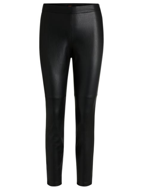BOSS PANELED TROUSERS IN COATED FAUX LEATHER