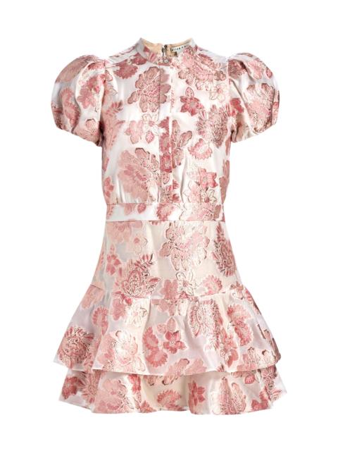 Alice + Olivia Women's Loryn Metallic Brocade Tiered Minidress - English Rose