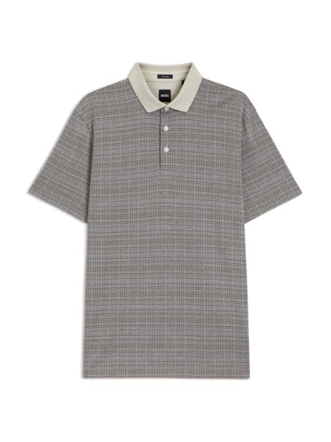 BOSS GRID-PATTERN POLO SHIRT IN MERCERISED COTTON