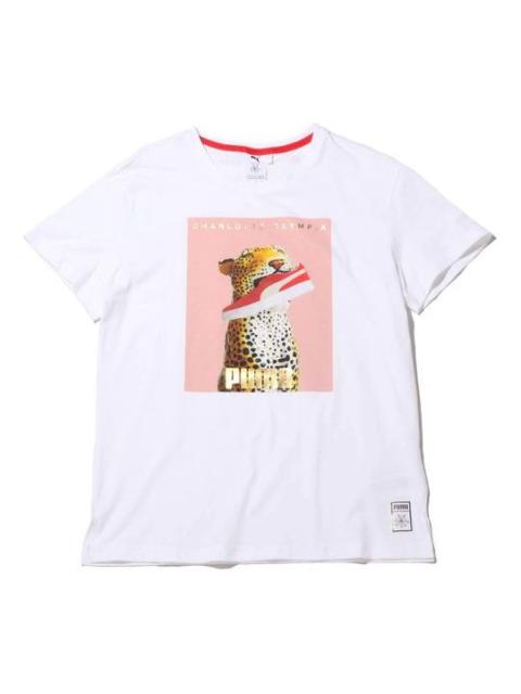PUMA (WMNS) PUMA x Charlotte Crossover SP20 Logo Printing Round Neck Short Sleeve White 596763-52