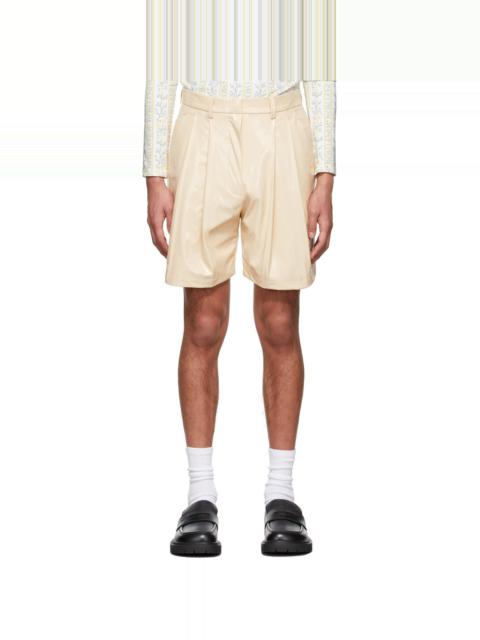 Tanner Fletcher Beige Marlo Wet Look Shorts