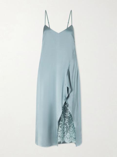 Acne Studios Docketta lace-trimmed satin dress Blue