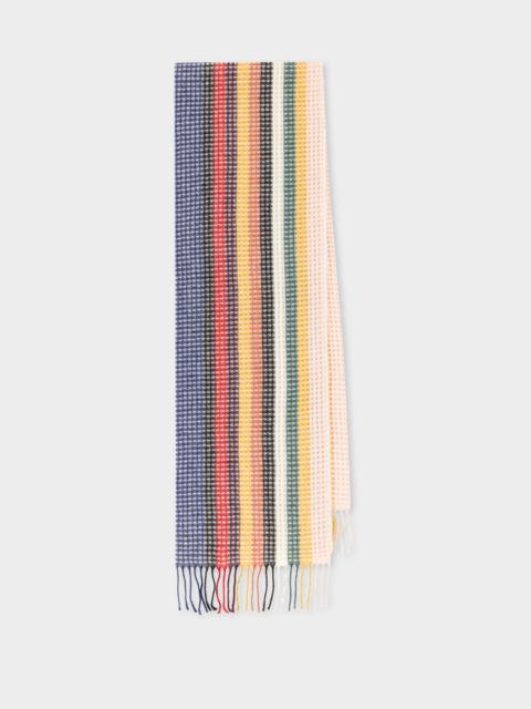 'Signature Stripe' Basketweave Cashmere-Blend Scarf