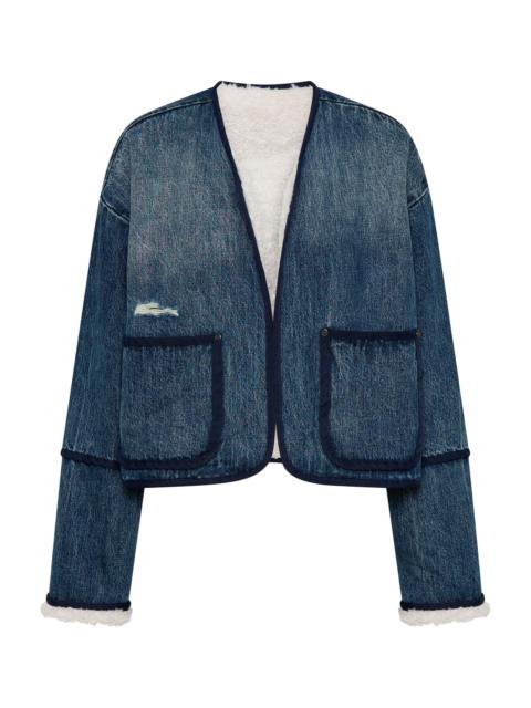 ONE TEASPOON Teddy Cropped Denim Jacket - Boys Club Blue
