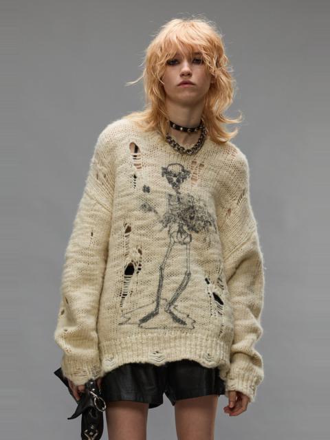 R13 DISTRESSED SWEATER - CREAM