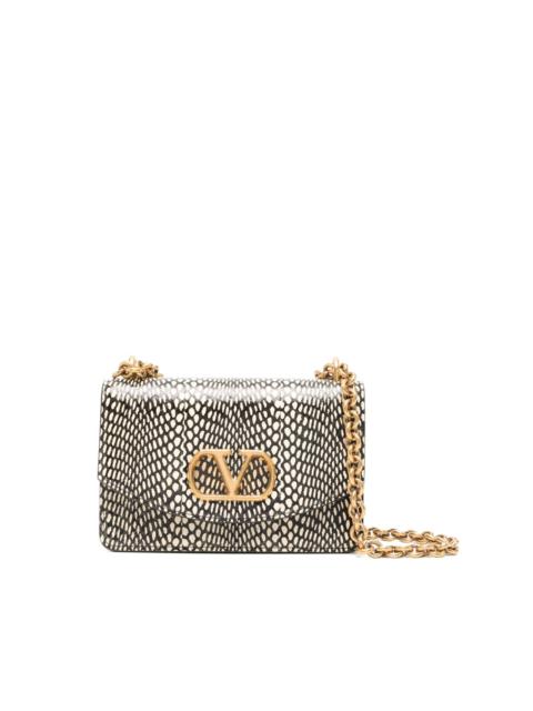 Valentino logo-plaque snakeskin shoulder bag