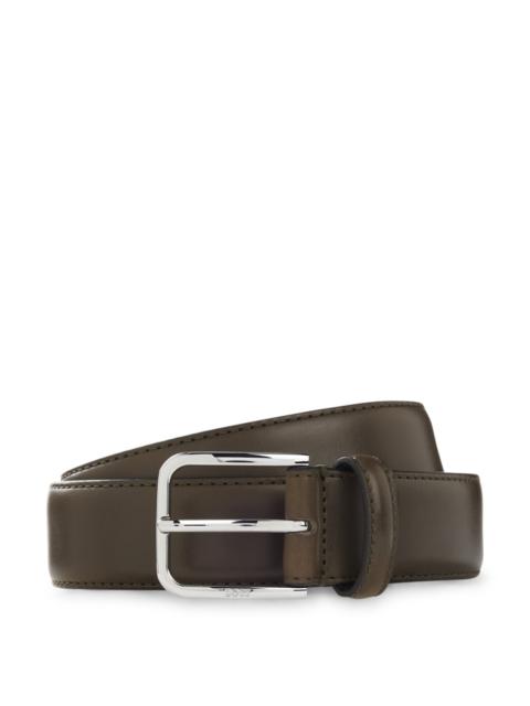 BOSS LEATHER BUSINESS BELT WITH POLISHED SILVER BUCKLE
