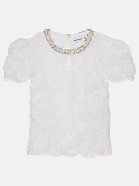 self-portrait Tulle lace top