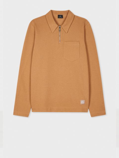 Paul Smith Dark Tan Marl Cotton-Linen Zip-Neck Sweatshirt