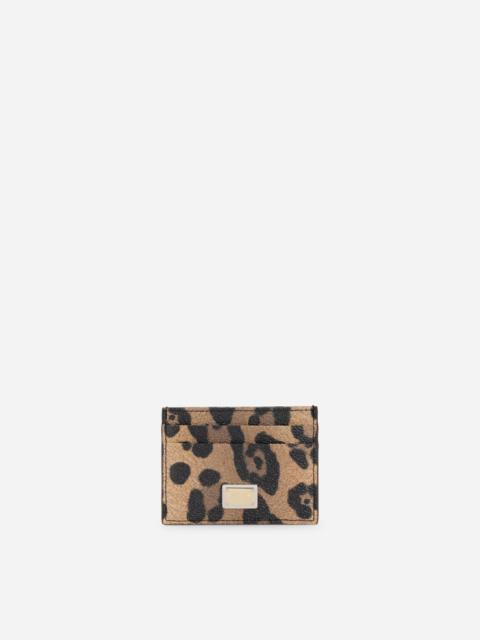 Dolce & Gabbana Leopard-print Crespo card holder with branded plate