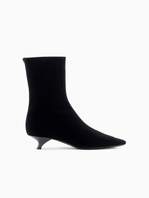 EMPORIO ARMANI Velvet ankle boots with a kitten heel