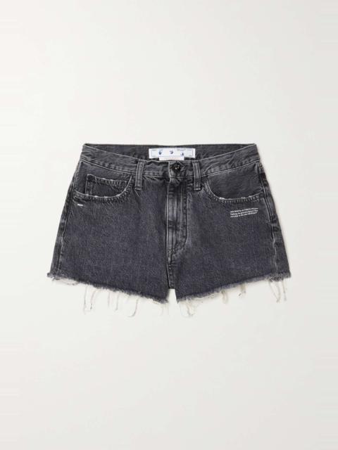 Off-White Frayed printed denim shorts
