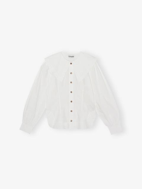 GANNI WHITE FRILL COLLAR POPLIN SHIRT