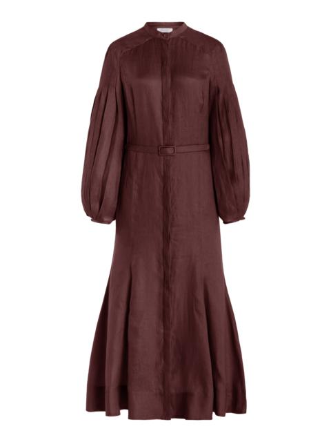 Lydia Dress with Slip in Deep Bordeaux Linen